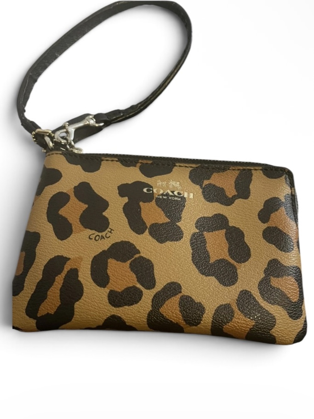 Coach Leopard-Print Wristlet in Brown & Black EUC clean